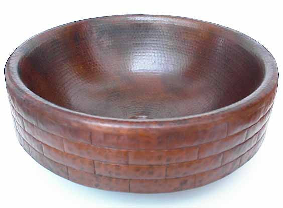 Copper Bathroom Sinks in Brick Design