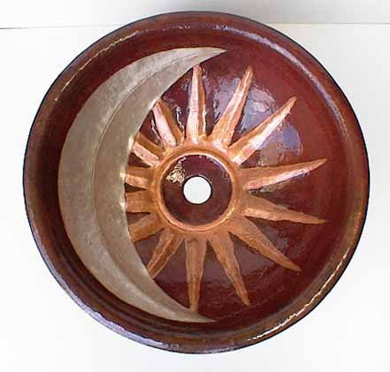 Copper Bathroom Sink w/ Sun & Moon Design