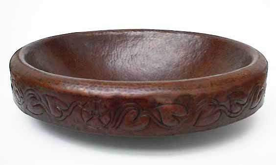 Oval Above Counter Copper Sink w/ Floral Design