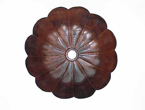 Tulip Design Copper Bathroom Sinks w/ Dark Green Patina