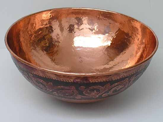 Vessel Copper Bathroom sink Vine Engraving CS0121