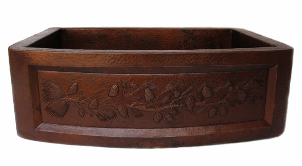Farmhouse Copper kitchen sink Pinecones CS-0155