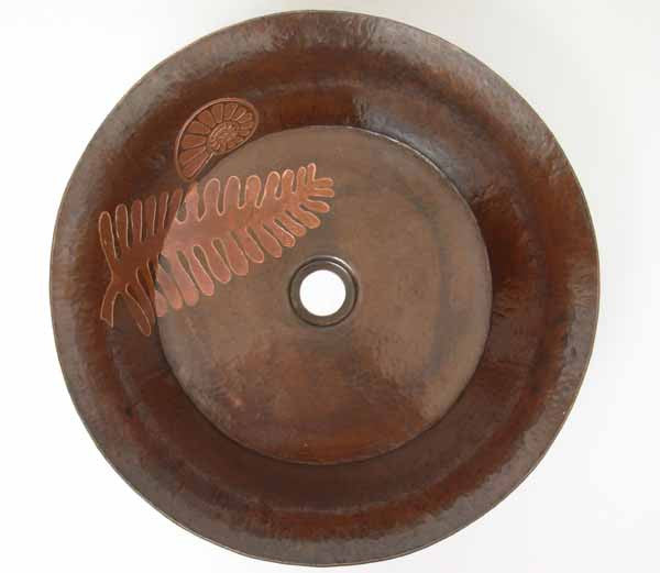 Vessel sink with Fossil theme engraving CS-0129