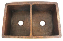 Double bowl copper kitchen sink CS-0165