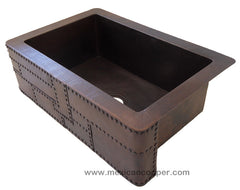 Copper Farmhouse sink with rivets CS-0180