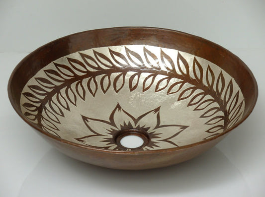 Vessel Copper sink  with silver Model CS-0139