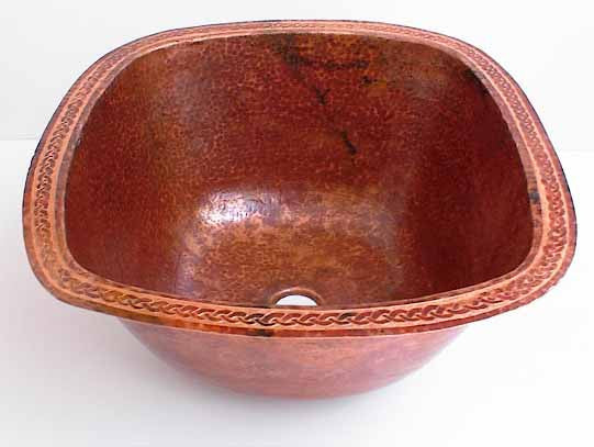 Engraved Copper Bar Sink