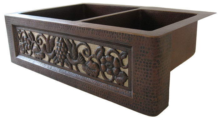 Double bowl copper kitchen sink Model CS-0181