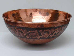 Vessel Copper Bathroom sink Vine Engraving CS0121