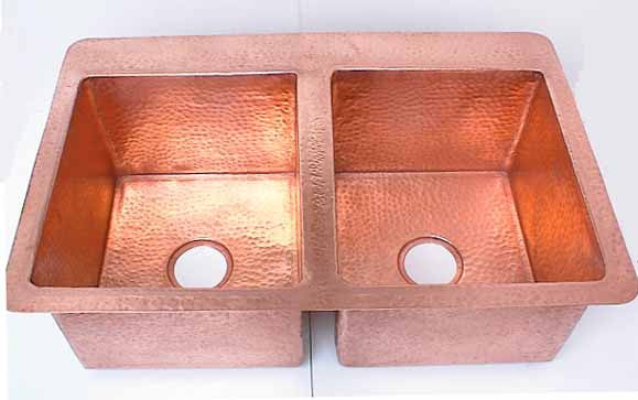 Double Copper Kitchen Sink