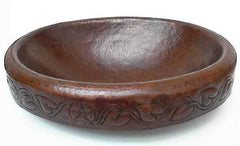 Oval Above Counter Copper Sink w/ Floral Design