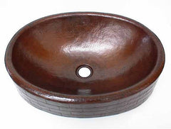 Oval Copper Vessel Sinks w/ Brick Design
