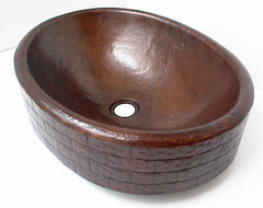 Oval Copper Vessel Sinks w/ Brick Design
