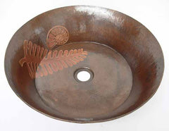 Vessel sink with Fossil theme engraving CS-0129