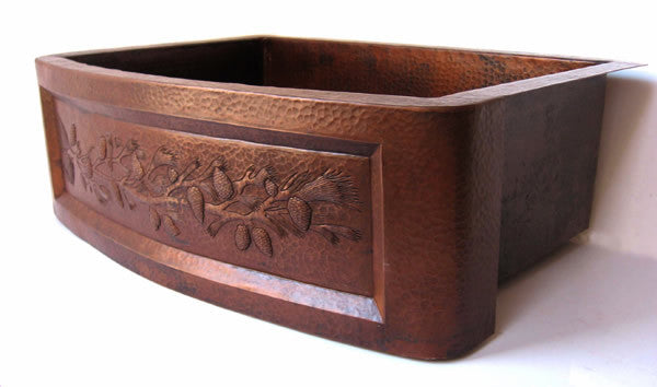 Farmhouse Copper kitchen sink Pinecones CS-0155