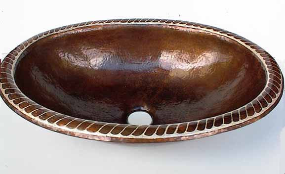 Oval Copper Bathroom Sink Design in Silver