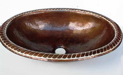 Oval Copper Bathroom Sink Design in Silver