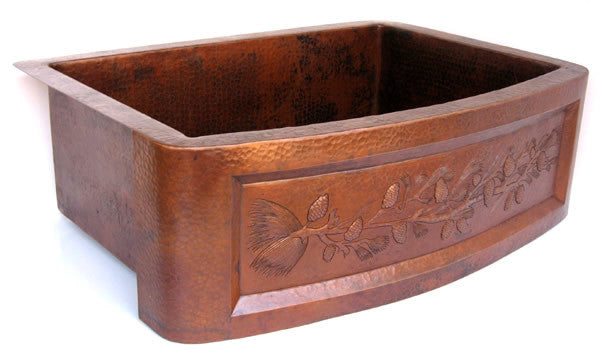 Farmhouse Copper kitchen sink Pinecones CS-0155