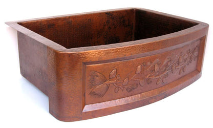 Farmhouse Copper kitchen sink Pinecones CS-0155
