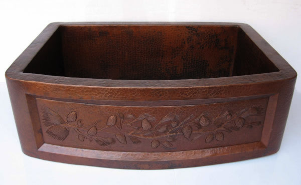Farmhouse Copper kitchen sink Pinecones CS-0155