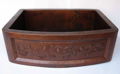 Farmhouse Copper kitchen sink Pinecones CS-0155