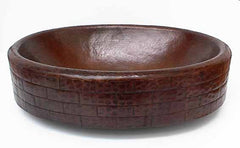 Oval Copper Vessel Sinks w/ Brick Design