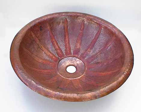 Copper Bathroom Sinks w/ Sun Design