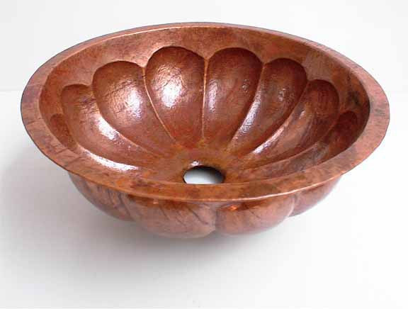 Above Counter Copper Bathroom Sinks w/ Pumpkin Shape Design