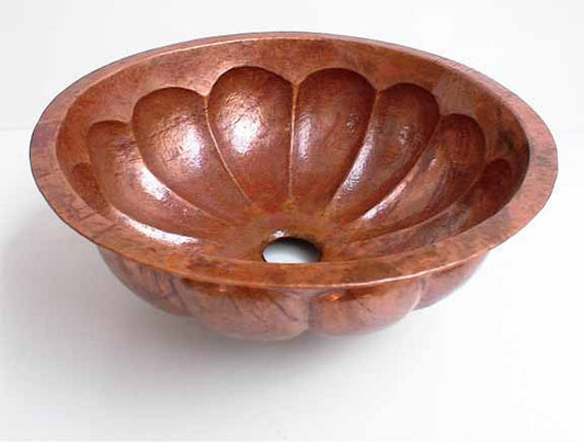 Above Counter Copper Bathroom Sinks w/ Pumpkin Shape Design