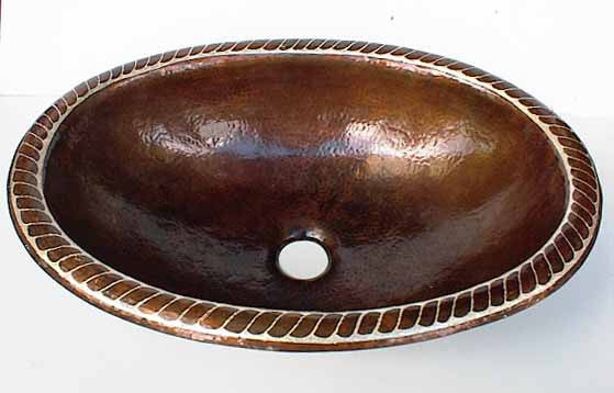 Oval Copper Bathroom Sink Design in Silver
