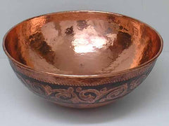 Vessel Copper Bathroom sink Vine Engraving CS0121