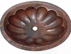 Oval Copper Bathroom Sinks w/ Pumpkin Design